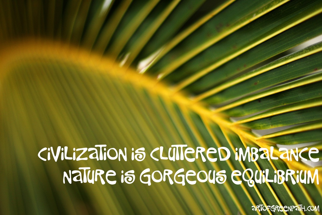 Art Of Green Path - CIVILIZATION IS CLUTTERED IMBALANCE - NATURE IS GORGEOUS EQUILIBRIUM
